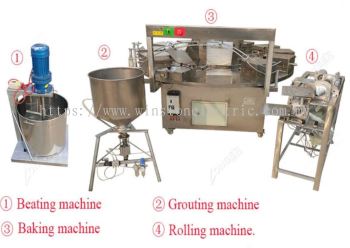 Semi Automatic Crisp Ice Cream Cone Kuih Kapit Making Machine