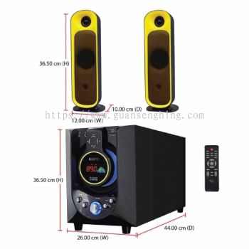 Denn D-9970B 2.1CH PC Audio Multimedia Speaker (Bluetooth + USB + SD + FM) 5.0