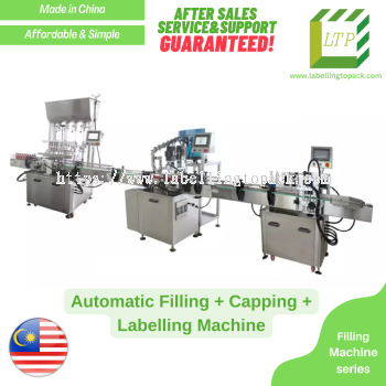 Automatic Filling + Capping + Labelling Packaging Machine