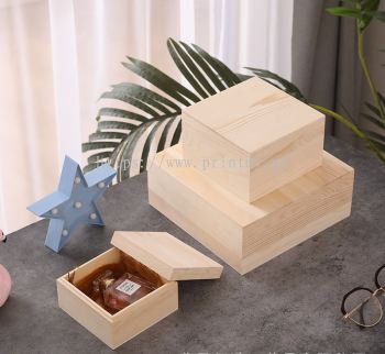 Pine Wood Storage Box shoulder type wooden lid