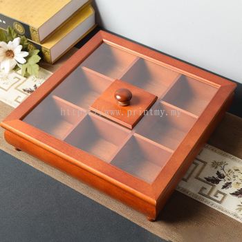 Premium Square Wooden Candy Box with transparent lid