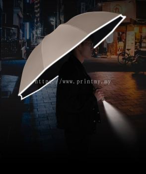 Fully automatic reverse sunny and rainy dual-use LED flashlight sun umbrella