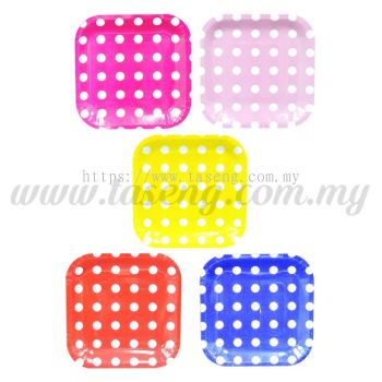 7inch Polka Dot Square Paper Plate 20pcs (P7S-PD)