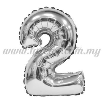 16inch Foil Balloon Number 2 - Silver (FB-16-2S)