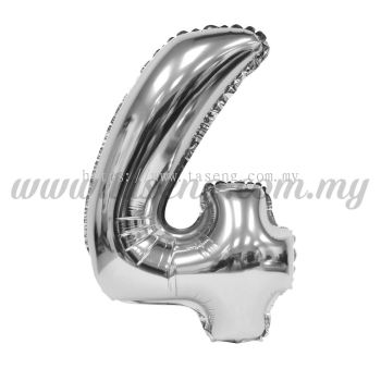 16inch Foil Balloon Number 4 - Silver (FB-16-4S)