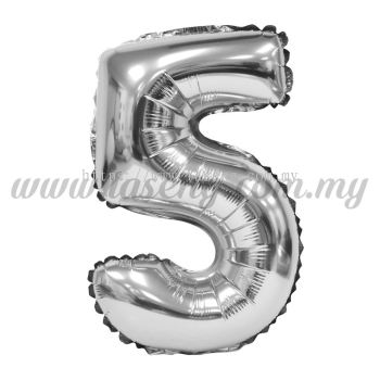 16inch Foil Balloon Number 5 - Silver (FB-16-5S)