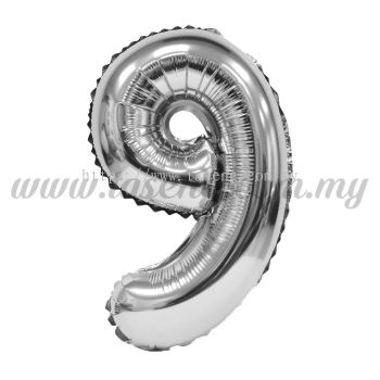 16inch Foil Balloon Number 9 - Silver (FB-16-9S)