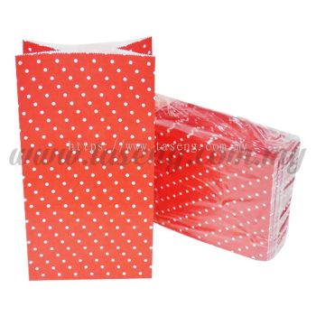 Polka Dot Kraft Paper Bag -Red 1pack *10pcs (RPB-PD1-R)