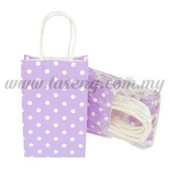 Polka Dot Kraft Handle Paper Bag -Lilac  1pack *10pcs (RPB-PD2-LI)