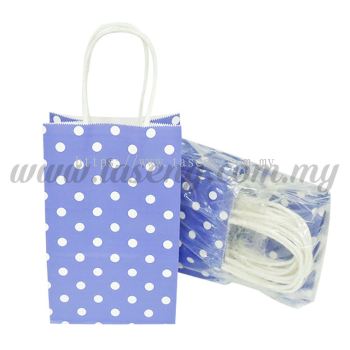 Polka Dot Kraft Handle Paper Bag -Purple  1pack *10pcs (RPB-PD2-PP)