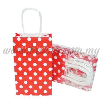 Polka Dot Kraft Handle Paper Bag -Red  1pack *10pcs (RPB-PD2-R)