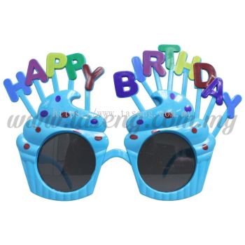 Sunglasses Happy Birthday Cup Cake - Baby Blue (DU-SGHB-04BB)