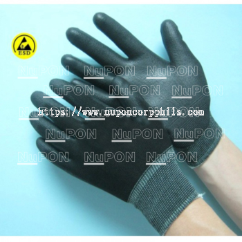 ESD Black Knitted PU Palm Coated Gloves