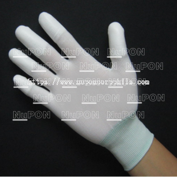 White Nylon PU Fingertips Coated Gloves