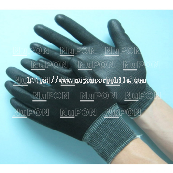 Black Nylon PU Black Palm Coated Gloves