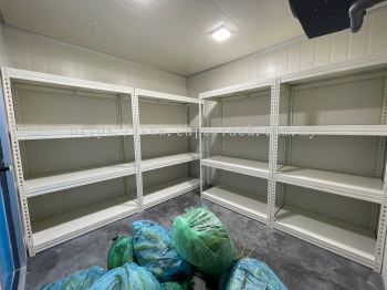 Storage rack with metal shelf