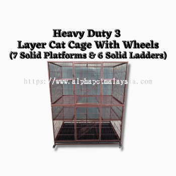 Heavy Duty 3 Layer  Cat Cage With Wheels (7 Solid Platforms & 6 Solid Ladders) (AC7377)