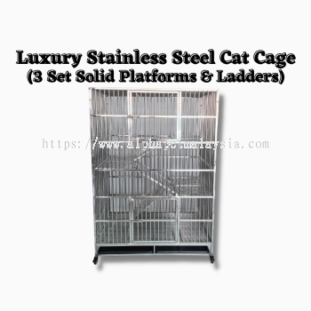 Luxury Stainless Steel Cat Cage (3 Set Solid Platforms & Ladders) (SS1500S)