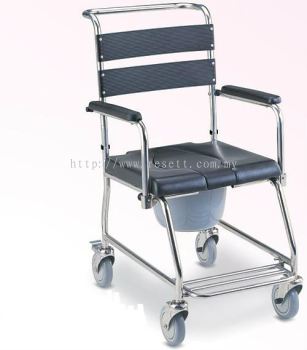 STAINLESS STEEL COMMODE CUM SHOWER CHAIR, FLIP UP ARMREST, HH1010