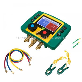 Refco REFMATE 2 Digital Manifold with R22 Charging Hose + Temperature Clamp