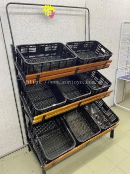 3 Tier Fruits & Vegetable Stand (Wooden Front Panel)