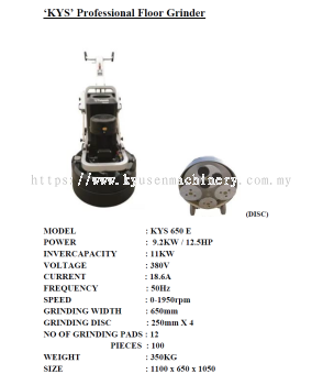 KYS 650E Floor Grinder 