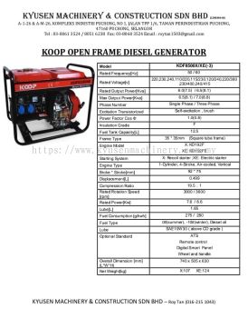 Koop Open Frame Diesel Generator KDF8500X/XE (-3)