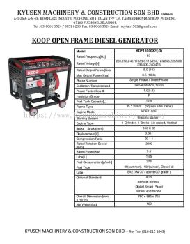 Koop Open Frame Diesel Generator KDF11000XE