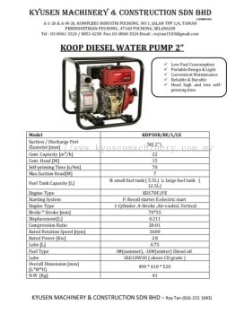 Koop Diesel Water pump 2" KDP50B/BE/L/LE