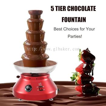 5 Tier Chocolate Fountain Machine Commercial Hot Chocolate Fondue Tower Large Capacity