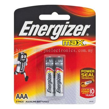 ENERGIZER MAX, SIZE AAA, 2 PACK, 1.5VOLTS ALKALINE BATTERY