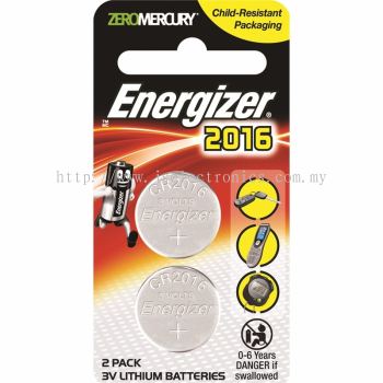 ENERGIZER, 3V LITHIUM CELL BATTERY, 2 PACK, SIZE CR2016
