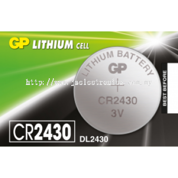 GP, 3 VOLTS LITHIUM CELL BATTERY, SIZE CR2430 