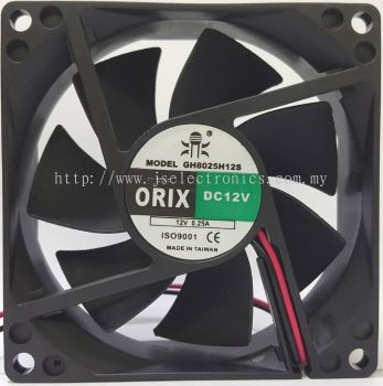 SUPER ORIX - DC Axial Fan, GH8025H12S, DC12V 0.25A