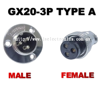 CIRCULAR METAL CONNECTOR GX20 A-Type 3P, FLANGE MOUNT