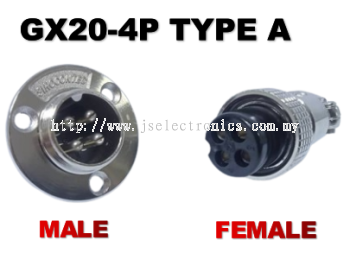 CIRCULAR METAL CONNECTOR GX20 A-Type 4P, FLANGE MOUNT