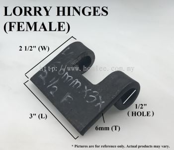 LORRY HINGES (FEMALE) [6mm(T) X 3"(L) X 2 1/2"(W) X 1/2"(HOLE)]