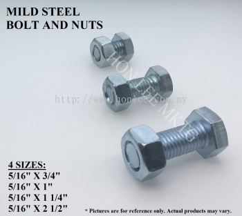 MILD STEEL BOLT & NUT [5/16"X3/4"] [5/16"X1"] [5/16"X1 1/4"] [5/15"X2 1/2"] 