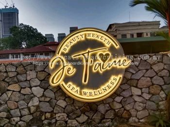 Je Taime Stainless Steel Gold Mirror Box UP 3D LED Backlit Lettering Logo Signage Signboard