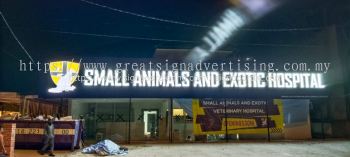 Small Animals And Exotic Aluminium Ceiling Trim Base With 3D LED Frontlit Lettering Logo Signage At Bangsar Kuala Lumpur