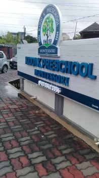 Kiddi K Preschool 3D Led channel Box up lettering signage with Aluminum Ceiling Trim Casing at meru klang
