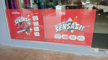 red one Network One way vision glass sticker at giant nilai seremban