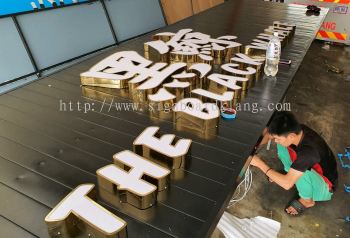 the black whale stainless steel gold 3D LED ftontlit signage at SS2 Petaling jaya Kuala Lumpur