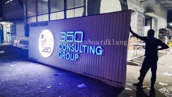 360 consulting group aluminium trism base 3d box up led frontlit lettering and logo signage signboard at kuala lumpur