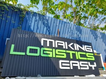 Daq Logistics Aluminium Trim Base With 3D PVC Cut Out Lettering Signboard At Kuala Lumpur 