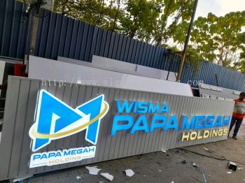 Wisma Papa Megah Aluminium Trim Base With 3D LED Frontlit Lettering Signboard At Kajang Selangor