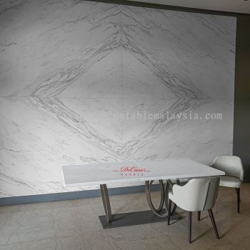 Luxury White Marble Dining Table | Sivec White | 8 Seaters