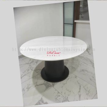 Majestic White Greece Marble Dining Table | Sivec White | 6 Seaters