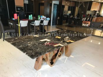 Premium Black Granite Dining Table | Cosmic Silver | 10 seaters