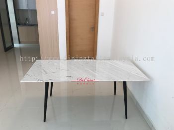 Luxury White Marble Dining Table | Sivec White | 6 Seaters
